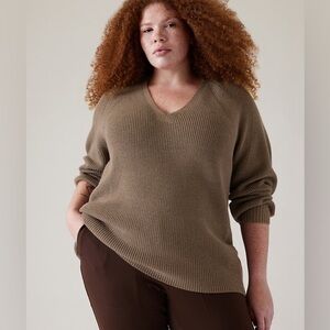 ATHLETA En Route Hanover Sweater in Pyrite (Brown) Size XL  Merino Wool Blend